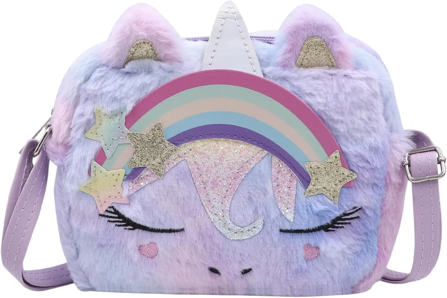 Cute Unicorn Crossbody Purse Pink Fluffy Satchel Shoulder Bag Animal Plush Messenger Bag Kawaii Purse Unicorn Gift