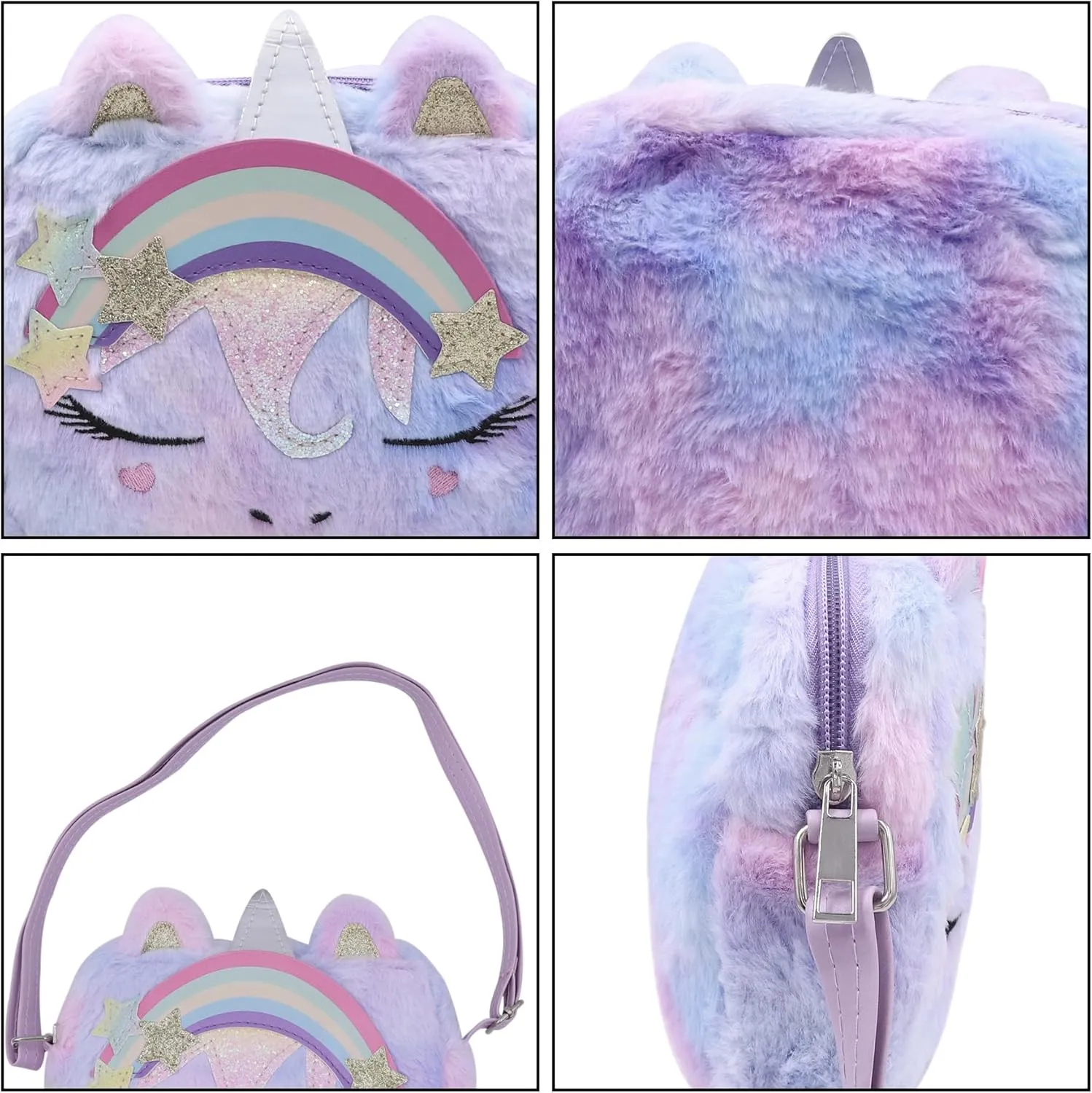 Cute Unicorn Crossbody Purse Pink Fluffy Satchel Shoulder Bag Animal Plush Messenger Bag Kawaii Purse Unicorn Gift