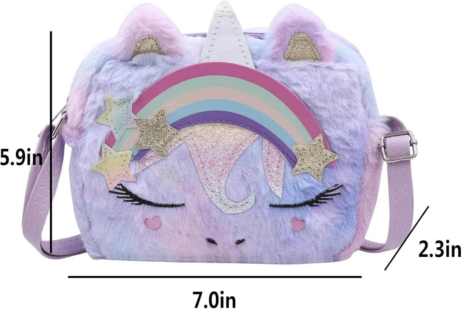 Cute Unicorn Crossbody Purse Pink Fluffy Satchel Shoulder Bag Animal Plush Messenger Bag Kawaii Purse Unicorn Gift