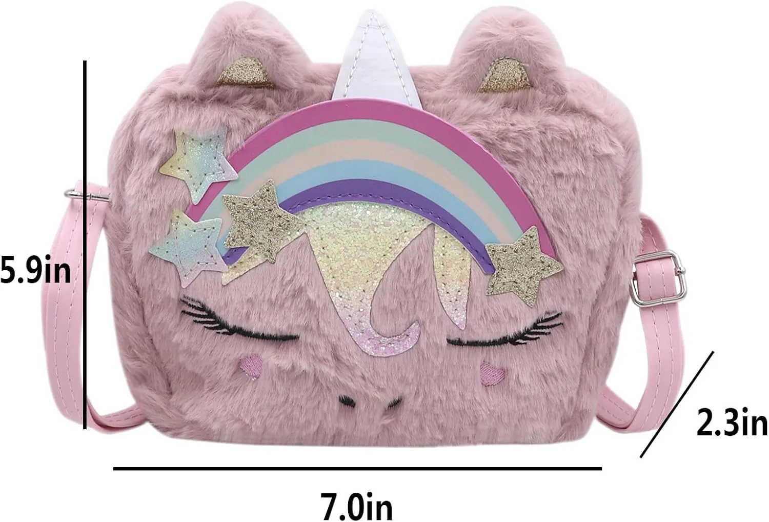 Cute Unicorn Crossbody Purse Pink Fluffy Satchel Shoulder Bag Animal Plush Messenger Bag Kawaii Purse Unicorn Gift
