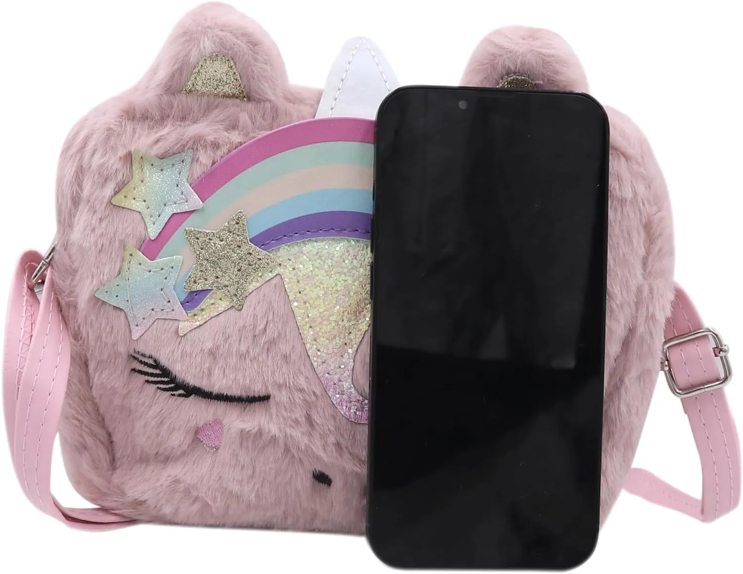 Cute Unicorn Crossbody Purse Pink Fluffy Satchel Shoulder Bag Animal Plush Messenger Bag Kawaii Purse Unicorn Gift