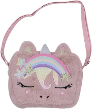 Cute Unicorn Crossbody Purse Pink Fluffy Satchel Shoulder Bag Animal Plush Messenger Bag Kawaii Purse Unicorn Gift