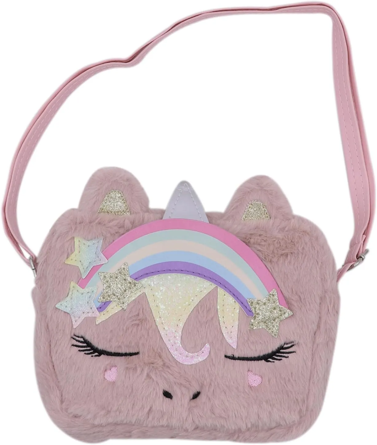 Cute Unicorn Crossbody Purse Pink Fluffy Satchel Shoulder Bag Animal Plush Messenger Bag Kawaii Purse Unicorn Gift