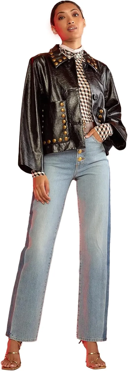 Cynthia Rowley Studded Vegan Leather Jacket