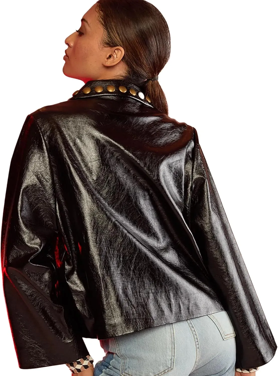 Cynthia Rowley Studded Vegan Leather Jacket