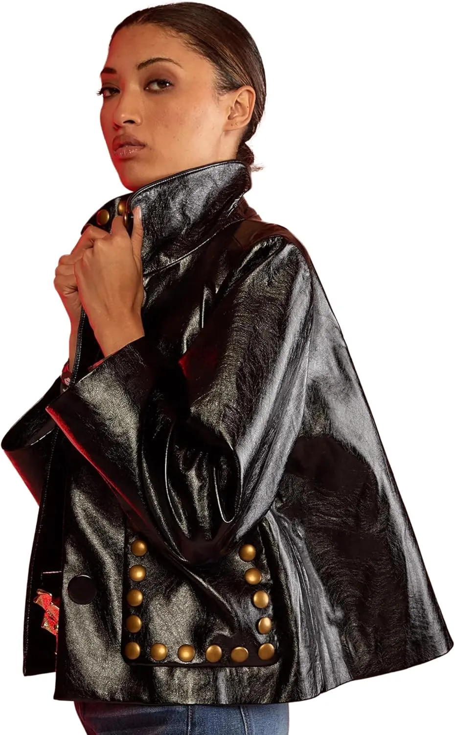 Cynthia Rowley Studded Vegan Leather Jacket