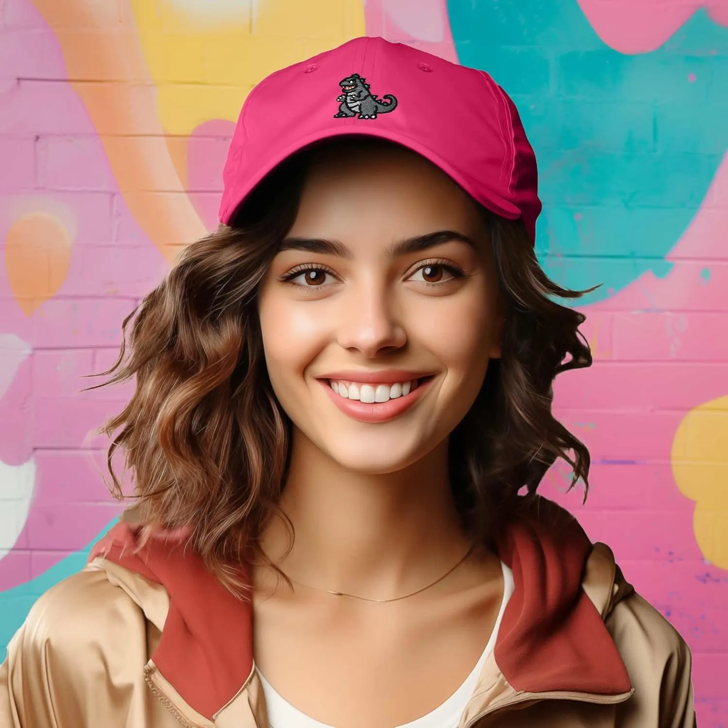 DALIX Giant Lizard Kaiju Embroidered Cotton Dad Hat Baseball Cap Adjustable Glow in The Dark Mens