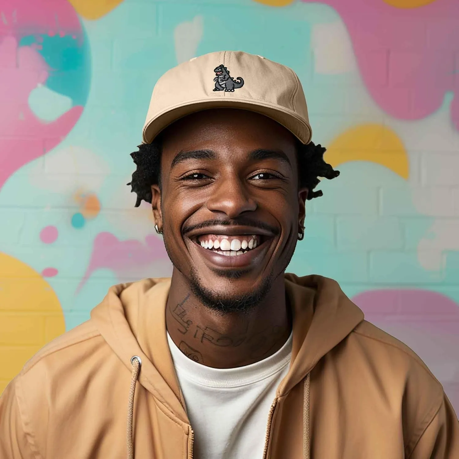 DALIX Giant Lizard Kaiju Embroidered Cotton Dad Hat Baseball Cap Adjustable Glow in The Dark Mens