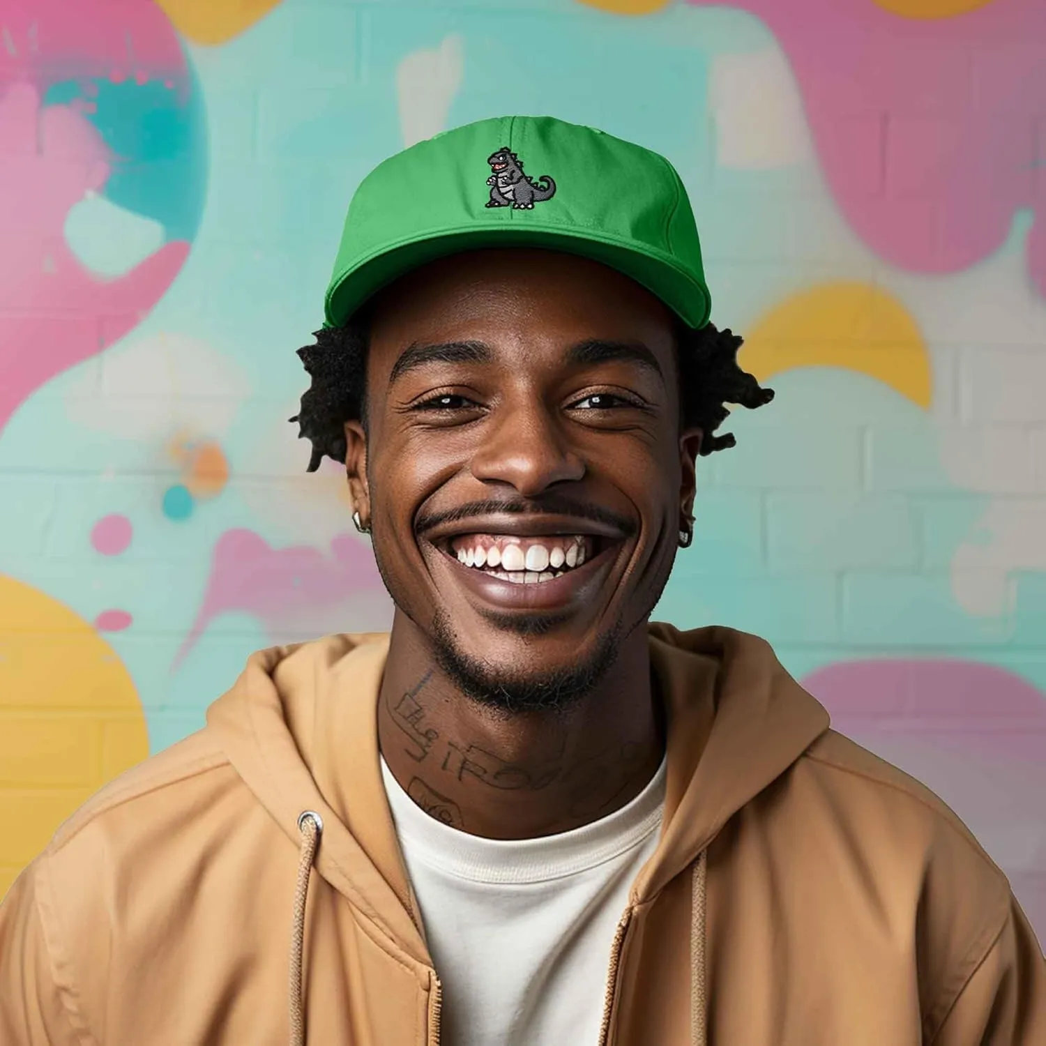 DALIX Giant Lizard Kaiju Embroidered Cotton Dad Hat Baseball Cap Adjustable Glow in The Dark Mens