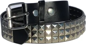 Dangerous Threads Black Studded Belt- 1 1/2" - Nickel Pyramid Studs - Punk, Goth