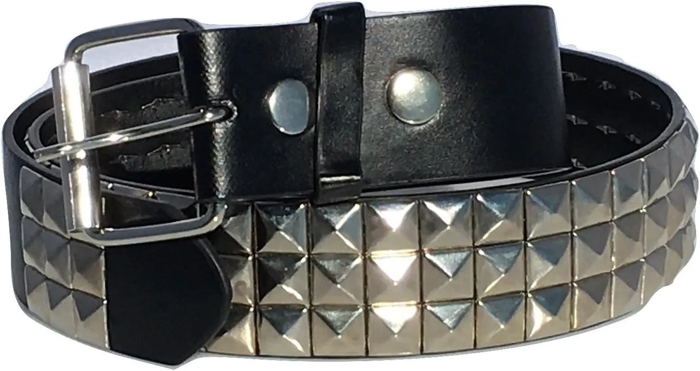 Dangerous Threads Black Studded Belt- 1 1/2" - Nickel Pyramid Studs - Punk, Goth