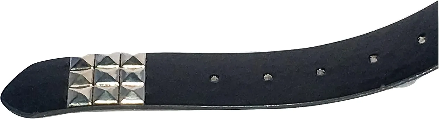 Dangerous Threads Black Studded Belt- 1 1/2" - Nickel Pyramid Studs - Punk, Goth