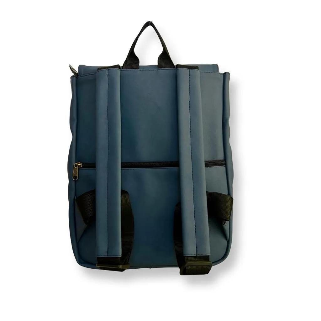 Dark Turquoise Vegan Leather Mini Students Backpack