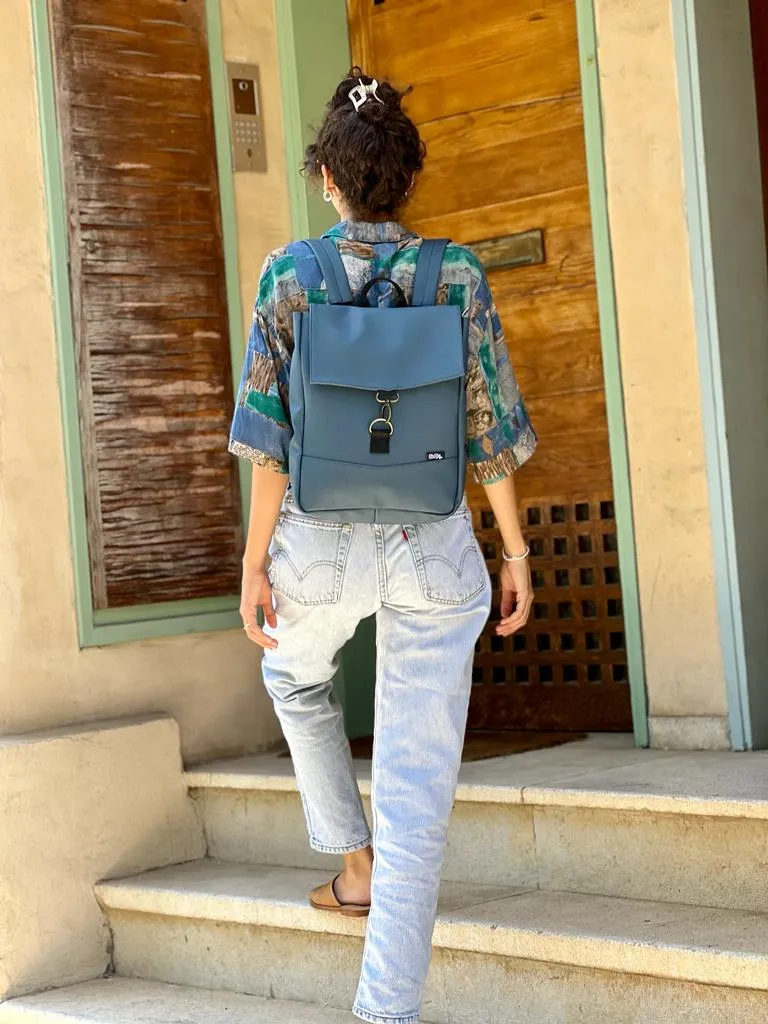 Dark Turquoise Vegan Leather Mini Students Backpack