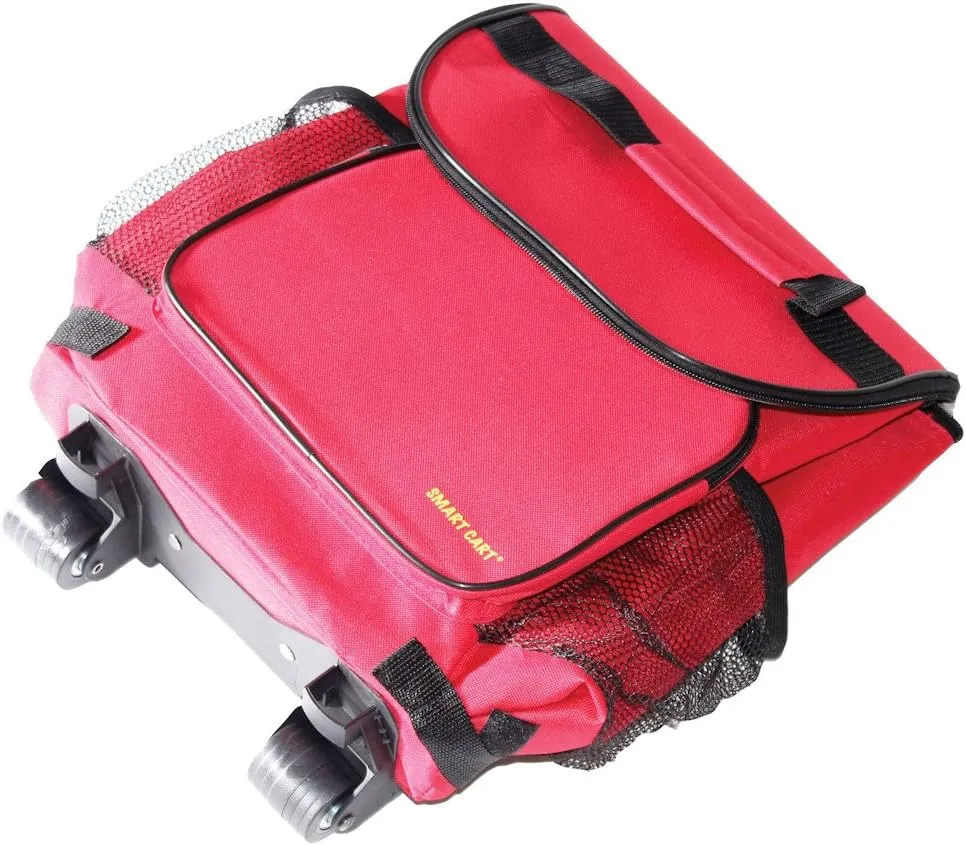 dbest products Ultra Compact Cooler Smart Cart, Red Insulated Collapsible Rolling Tailgate BBQ Beach Summer