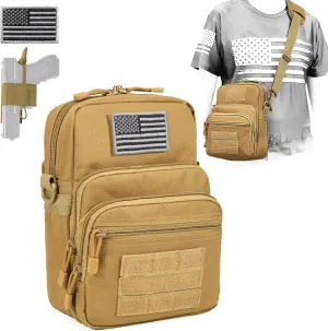 DBTAC DO MORE & BE MORE Tactical Gun Pouch Purse | 3L CCW Crossbody Travel Bag w/Shoulder Strap | Compact Tactical Shoulder Bag w/Gun Holder, Tan