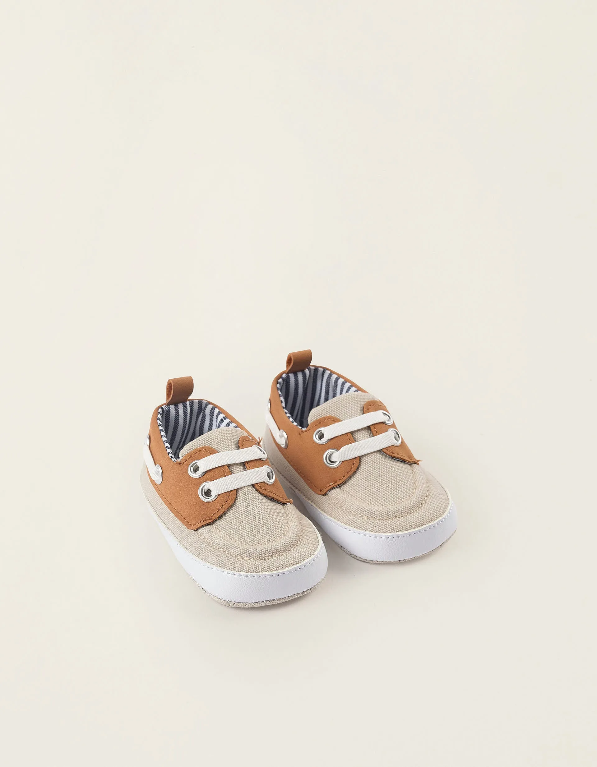 Deck Shoes for Newborns, Beige/Camel