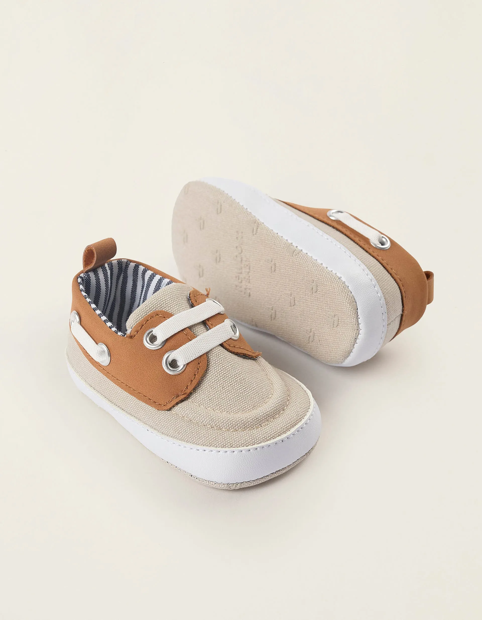 Deck Shoes for Newborns, Beige/Camel