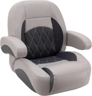 DeckMate Luxury Low Back Pontoon Captain's Chair - Gray and Charcoal