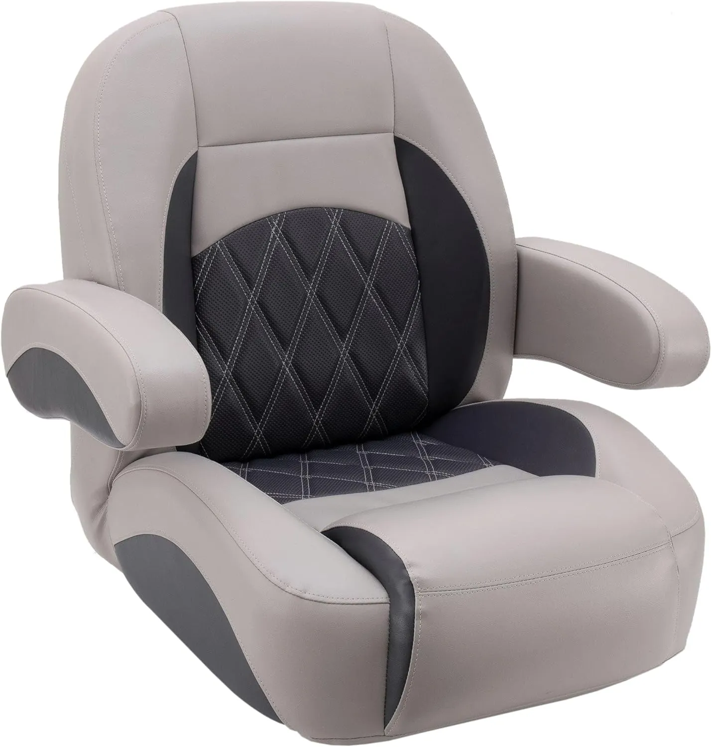 DeckMate Luxury Low Back Pontoon Captain's Chair - Gray and Charcoal