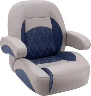 DeckMate Luxury Low Back Pontoon Captain's Chair - Gray and Navy