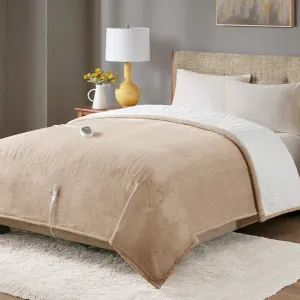 Degrees of Comfort Sherpa Plush Heated Blanket, Full Size Bed Electric Blankets with 20 Heat Settings Controller | 1-10 Hour Auto Shut Off |Washable, 72" X 84" Mocha
