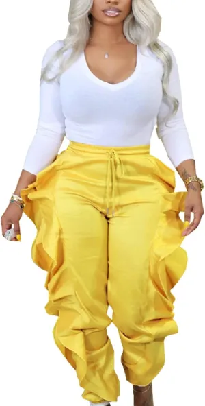 DINGANG Fringe Pants for Women Trousers Long Solid Color High Waisted Pants Sweatpants for Women Streetwear