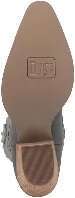 Dingo Womens Talkin' Rodeo Studded Snip Toe Pull On Casual Boots Knee High Mid Heel 2-3" - Off White