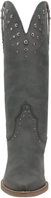 Dingo Womens Talkin' Rodeo Studded Snip Toe Pull On Casual Boots Knee High Mid Heel 2-3" - Off White