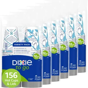 Dixie To Go Medium Paper Coffee Cups With Lids, 12 Oz, 14 Count, Disposable Cups For On-The-Go Hot Beverages