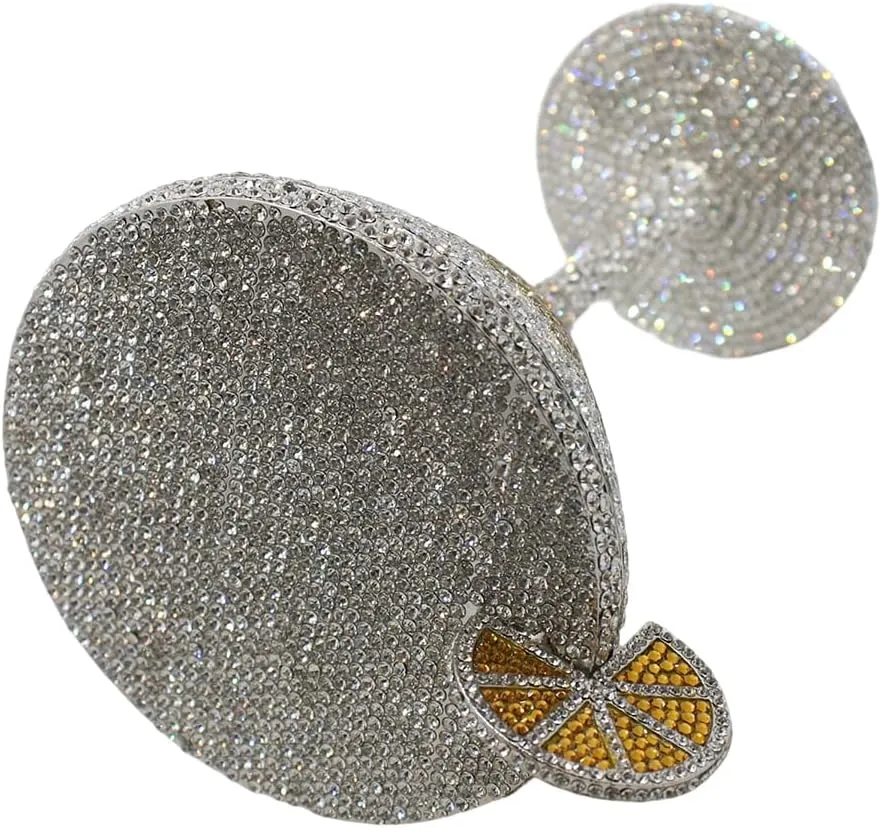 DJBM Women Twinkling Rhinestone Clutch Purse Chic Fancy Cocktail Cup Handbag with Chain for Evening Banquet