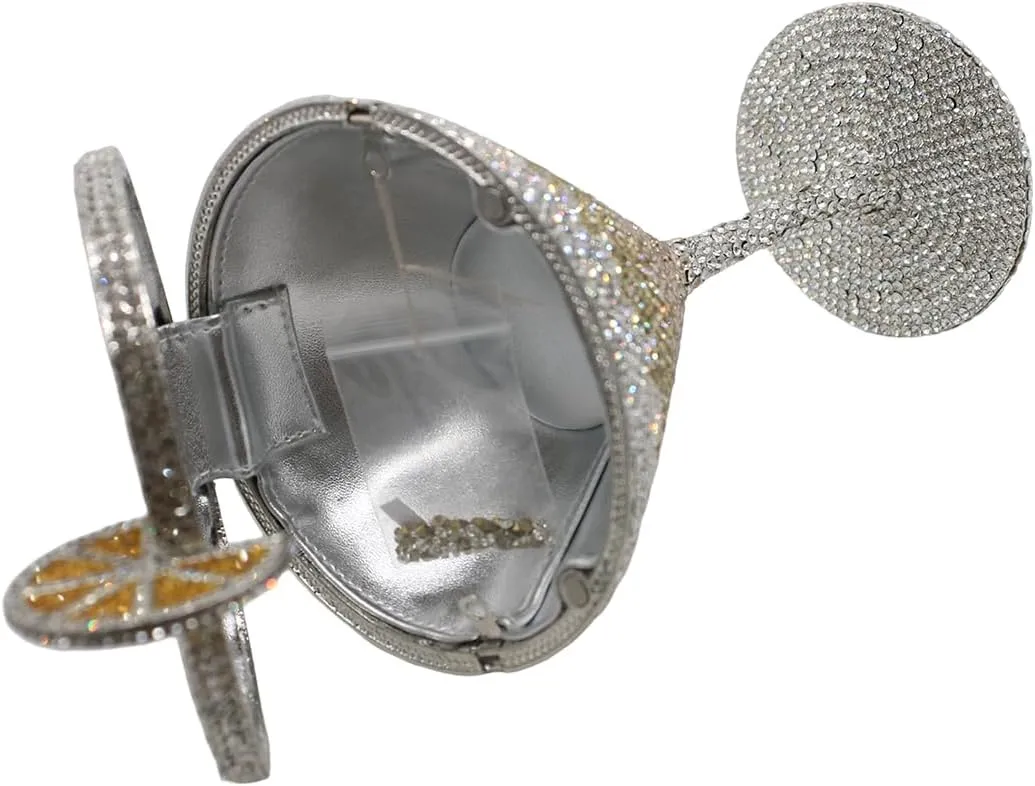 DJBM Women Twinkling Rhinestone Clutch Purse Chic Fancy Cocktail Cup Handbag with Chain for Evening Banquet