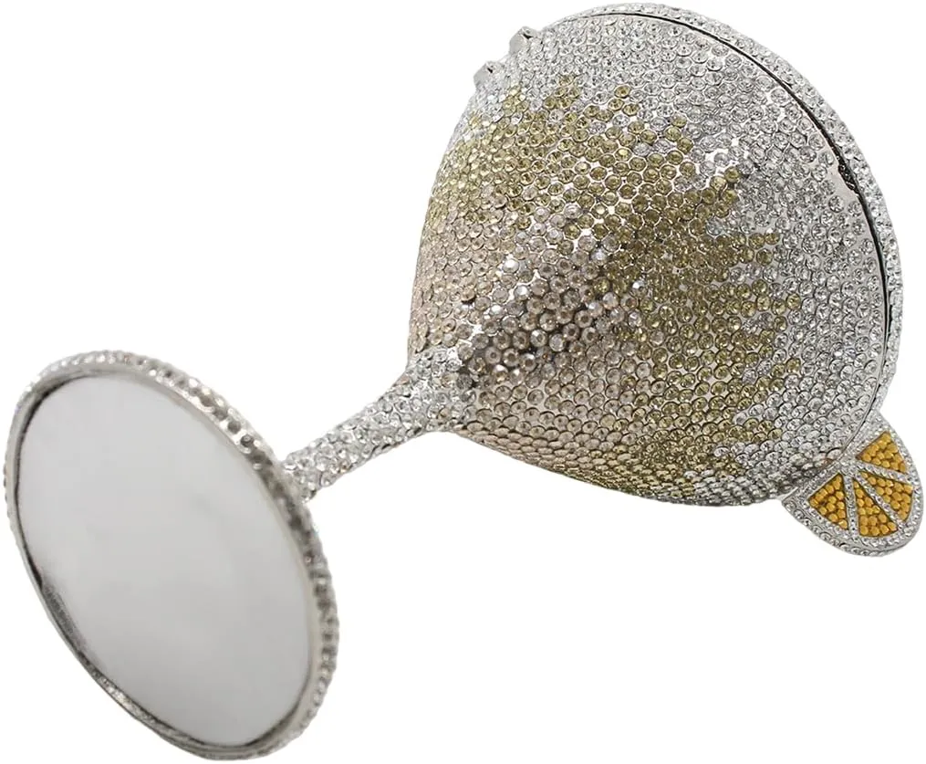 DJBM Women Twinkling Rhinestone Clutch Purse Chic Fancy Cocktail Cup Handbag with Chain for Evening Banquet