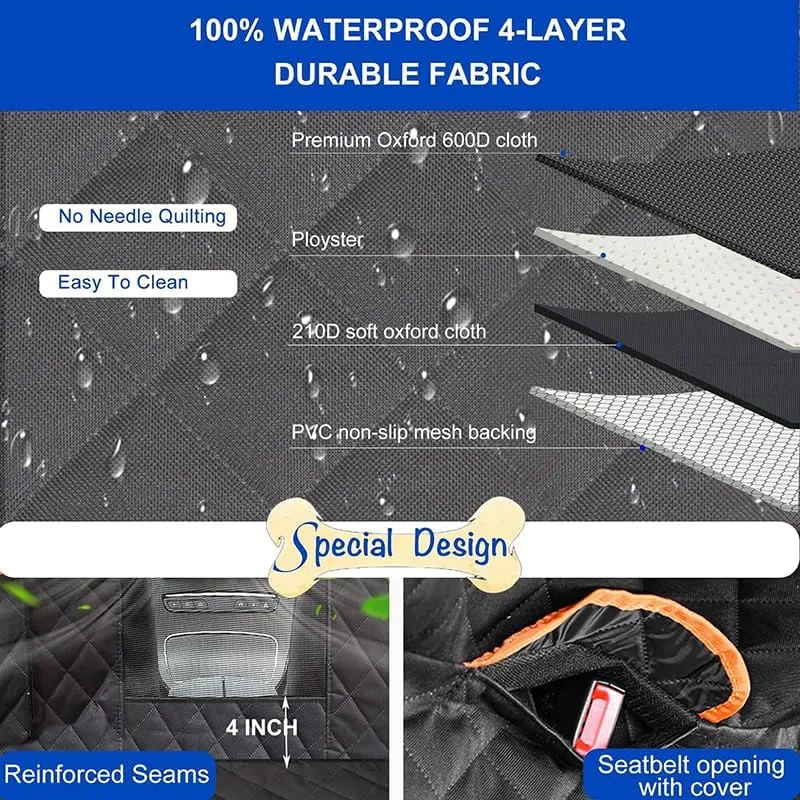 Dog Car Seat Cover for Mitsubishi Mirage 2013-2019, Dog Hammock for Car Back Seat, Waterproof Nonslip Car Boot Protector Blanket, Car Back Seat Cover Dog Car Seat Cover Blanket,A