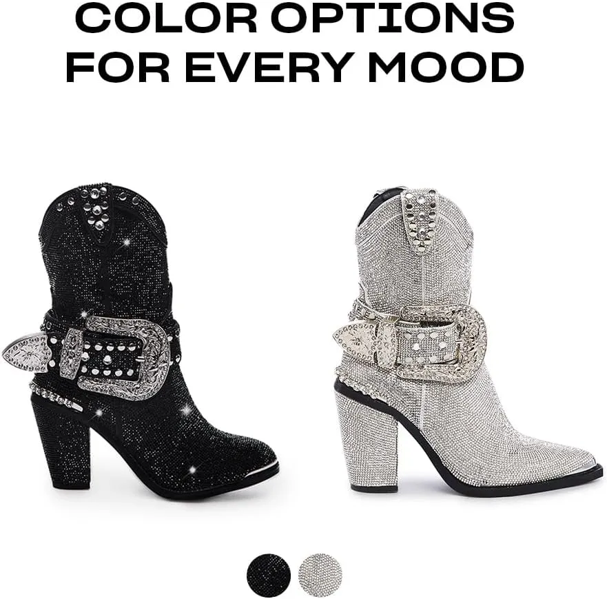 Dolls Kill Sheriff Shine Cowboy Boots by Club Exx - Rhinestone Encrusted Boots Made From Vegan Leather