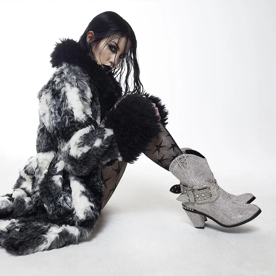 Dolls Kill Sheriff Shine Cowboy Boots by Club Exx - Rhinestone Encrusted Boots Made From Vegan Leather