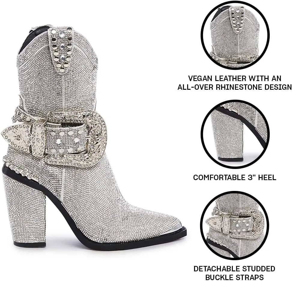Dolls Kill Sheriff Shine Cowboy Boots by Club Exx - Rhinestone Encrusted Boots Made From Vegan Leather