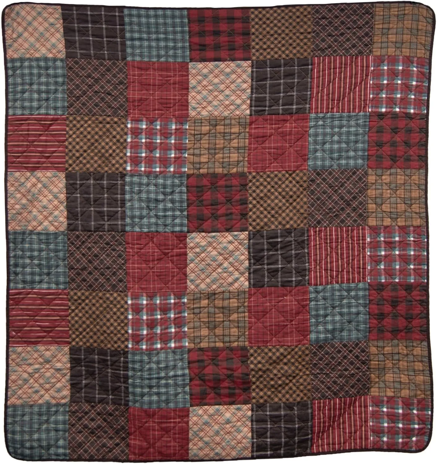 Donna Sharp Appalachia Plaid Cotton Quilted Throw Blanket is 50" x 60" - Machine Washable - Perfect for Rustic Decor