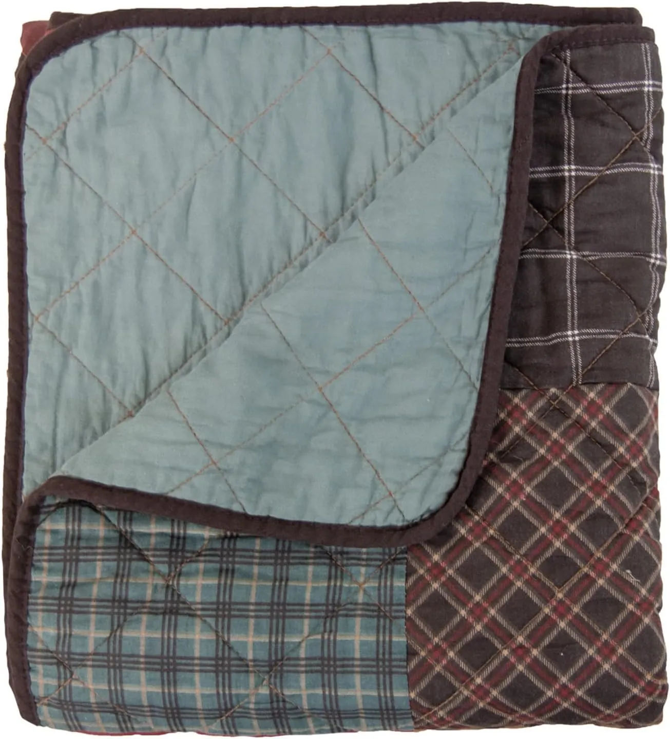 Donna Sharp Appalachia Plaid Cotton Quilted Throw Blanket is 50" x 60" - Machine Washable - Perfect for Rustic Decor