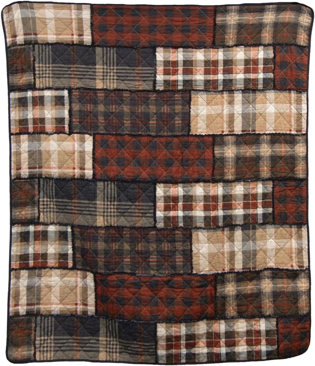 Donna Sharp LJ Plaid Cotton Quilted Throw Blanket is 50" x 60" - Machine Washable - Perfect for Rustic Decor