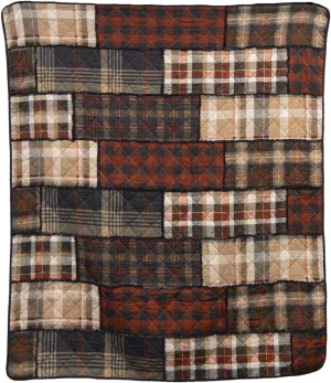 Donna Sharp LJ Plaid Cotton Quilted Throw Blanket is 50" x 60" - Machine Washable - Perfect for Rustic Decor