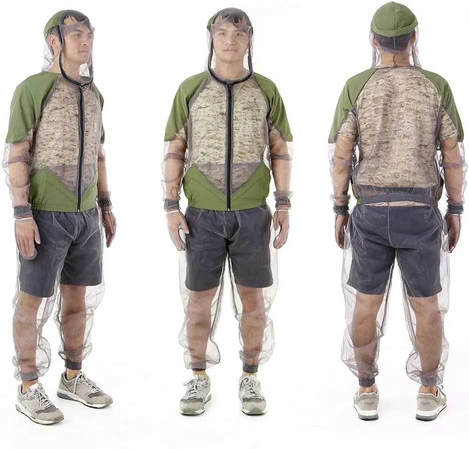 doorslay Fishing Suit - Mesh Bug Suit for Outdoor with Jacket, Pants, Hood & Gloves for Fishing, Hiking, Hunting, Camping