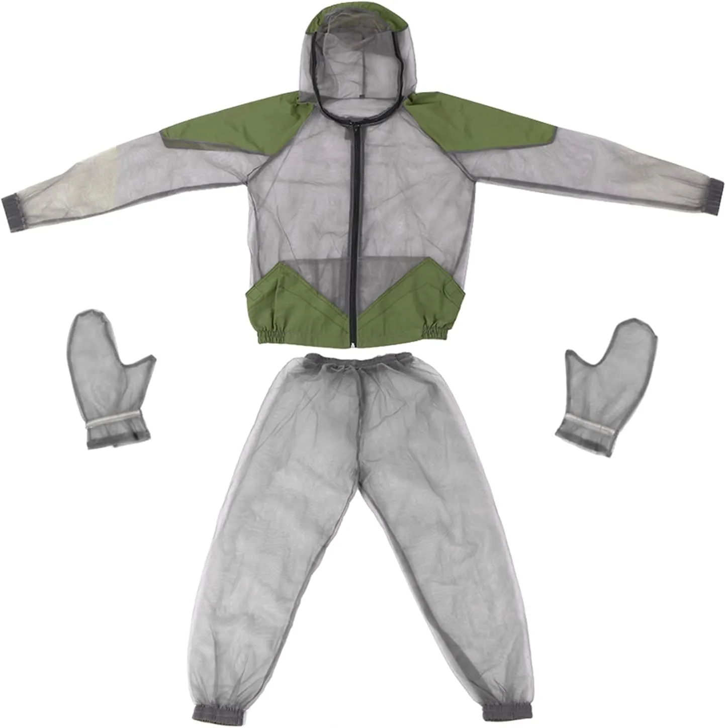 doorslay Fishing Suit - Mesh Bug Suit for Outdoor with Jacket, Pants, Hood & Gloves for Fishing, Hiking, Hunting, Camping