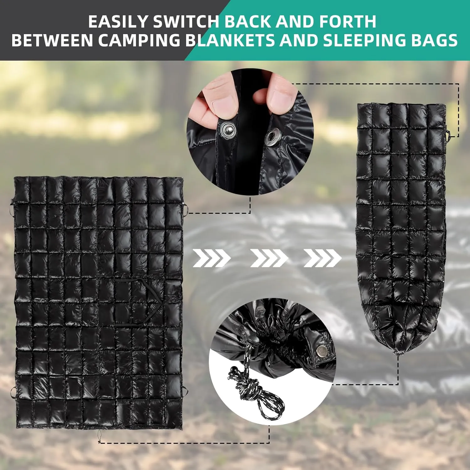 Down Camping Blanket - Packable Lightweight Outdoor Blanket, Warm Compact Backpacking Quilt for Cold Weather, Water-Resistant Puffer Blanket, Ideal for Travel, Hammock, Outdoor Adventures