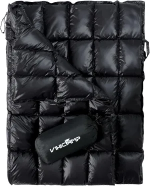 Down Camping Blanket - Packable Lightweight Outdoor Blanket, Warm Compact Backpacking Quilt for Cold Weather, Water-Resistant Puffer Blanket, Ideal for Travel, Hammock, Outdoor Adventures