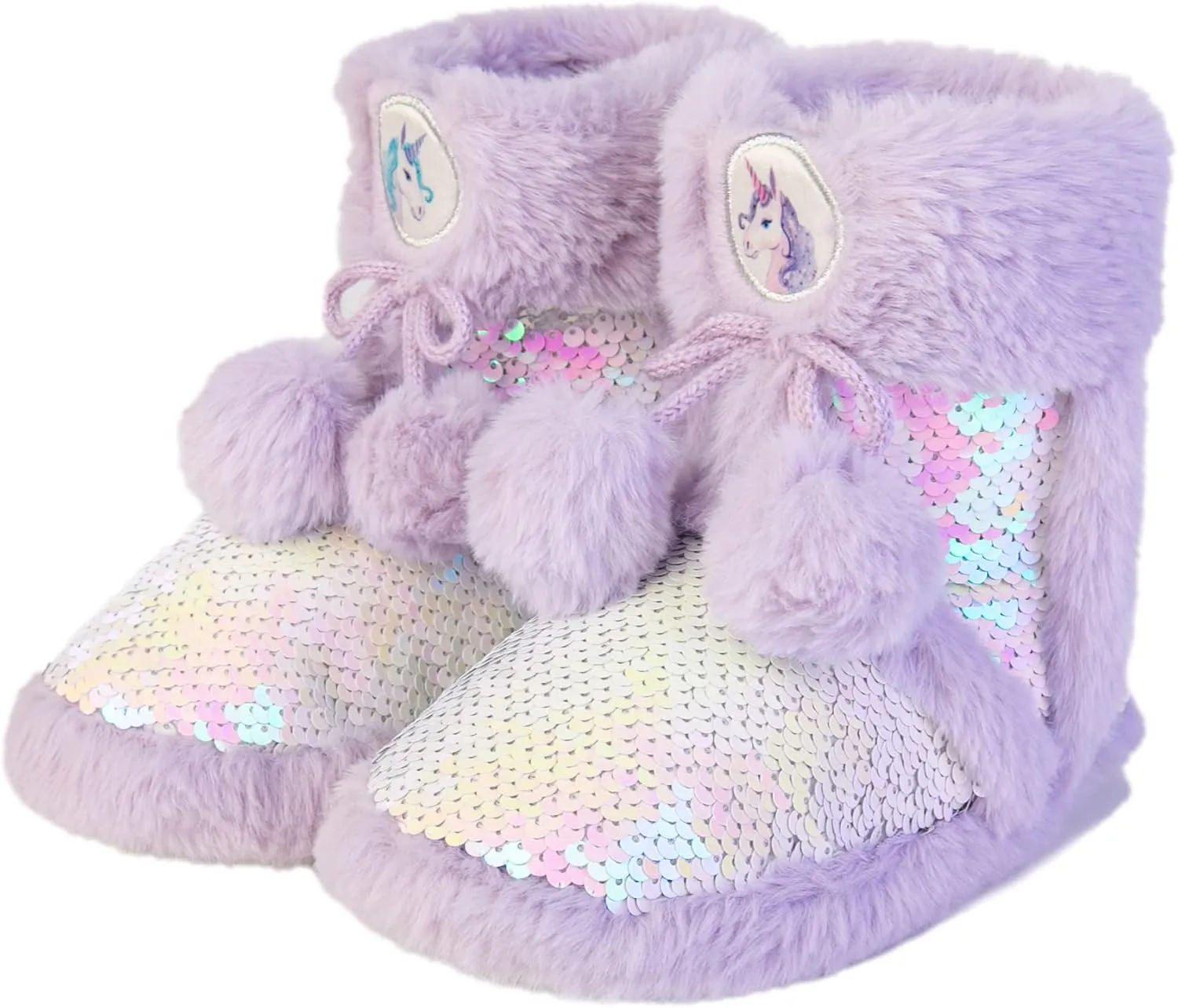 Dream Bridge Girls Kids Slippers Booties Home House Slippers Boots Toddler Cute Plush Fleece Warm Cartoon Indoor Outdoor Slip on Fluffy Booties Rainbow Shoes for Boys Girls
