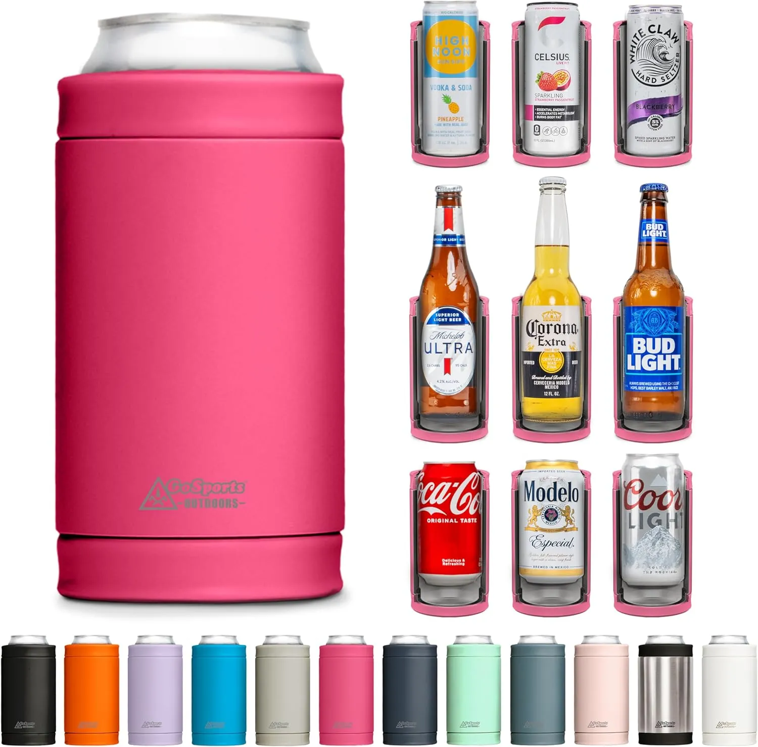 DUALIE 3 in 1 Insulated Can Cooler - 15  Colors - Universal Size for 12 oz Cans, Slim Cans, and Bottles