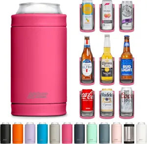 DUALIE 3 in 1 Insulated Can Cooler - 15  Colors - Universal Size for 12 oz Cans, Slim Cans, and Bottles