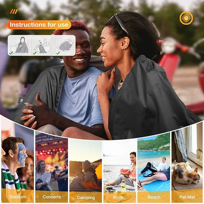 DUKUSEEK Camping Blankets for Cold Weather, Waterproof Blankets for Adult, Large (79"x 59"), Portable, Wearable, Warm for Outdoor Camping, Picnic, Stadium, Sports, Beach, Concerts, Car, Dogs, Travel