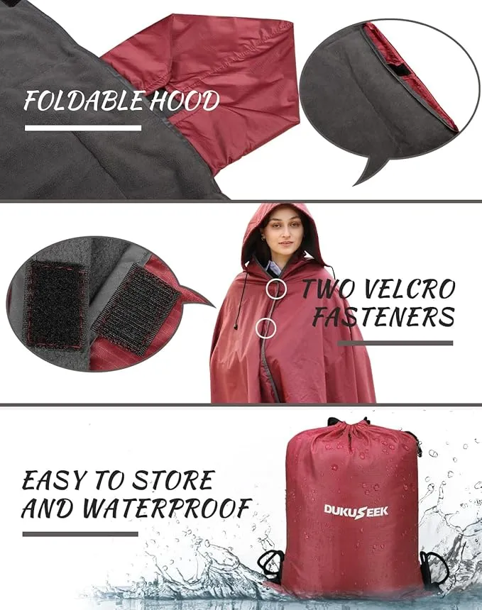 DUKUSEEK Camping Blankets for Cold Weather, Waterproof Blankets for Adult, Large (79"x 59"), Portable, Wearable, Warm for Outdoor Camping, Picnic, Stadium, Sports, Beach, Concerts, Car, Dogs, Travel